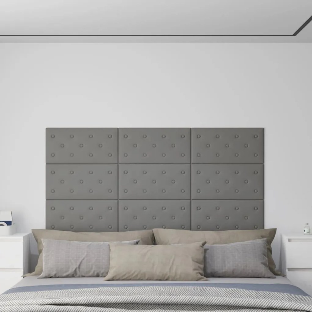 Pannelli Murali 12 Pz Grigi 60x30 Cm Similpelle 2,16 M² /