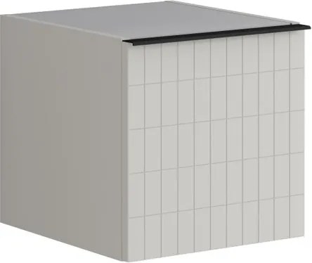 Base laterale Pixel con anta Grid laccato opaco Beige Greige e maniglia alluminio nero L.40 H.40 P.45,5 cm.