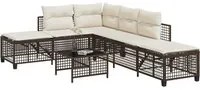 Set Divani ad Angolo 3 pz con Cuscini in Polyrattan Marrone 365445