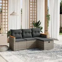 Set Divani da Giardino 4 pz con Cuscini in Polyrattan Grigio 3265274