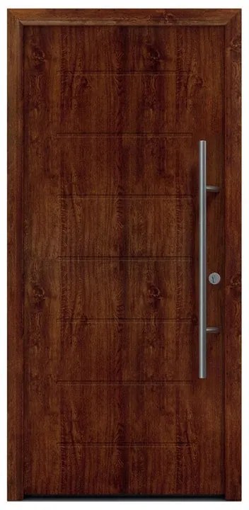 Portoncino d'ingresso HORMANN Iso Pro Secur 015 L 90 x H 210 cm in acciaio rovere scuro, apertura tirare a destra