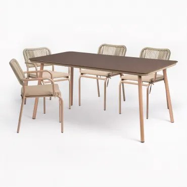 Set Tavolo E 4 Sedie Da Giardino Arhiza Marrone Moka - Sklum
