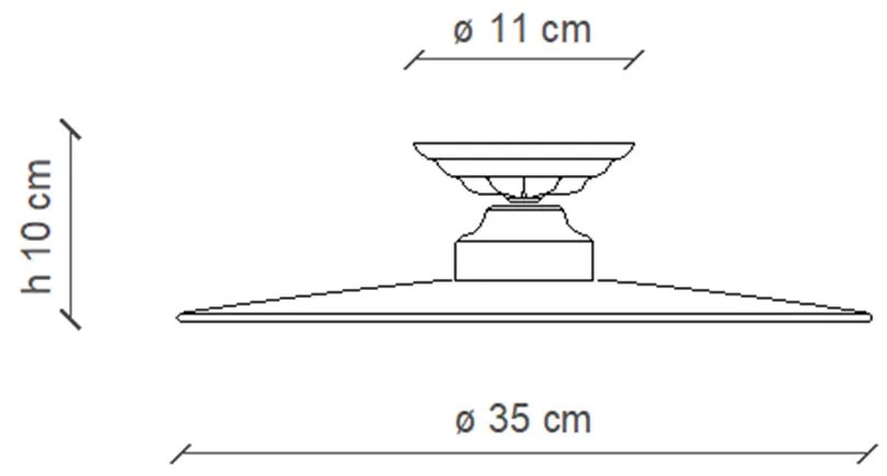 Plafoniera Industrial Potenza Ferro E Ceramica Nero Diam. 35Cm 1 Luce E27
