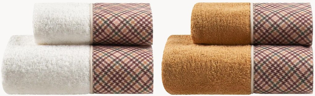 Set di 4 asciugamani in spugna di cotone Keith