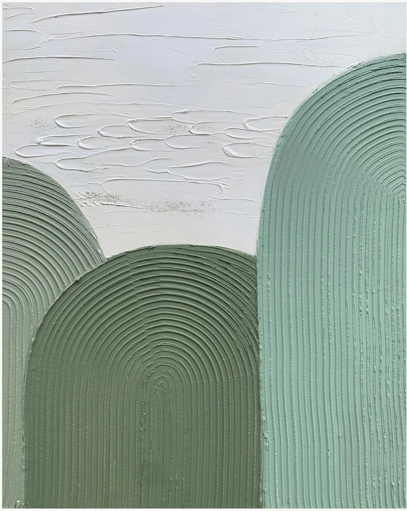 Quadro su tela dipinto a mano Green Curves