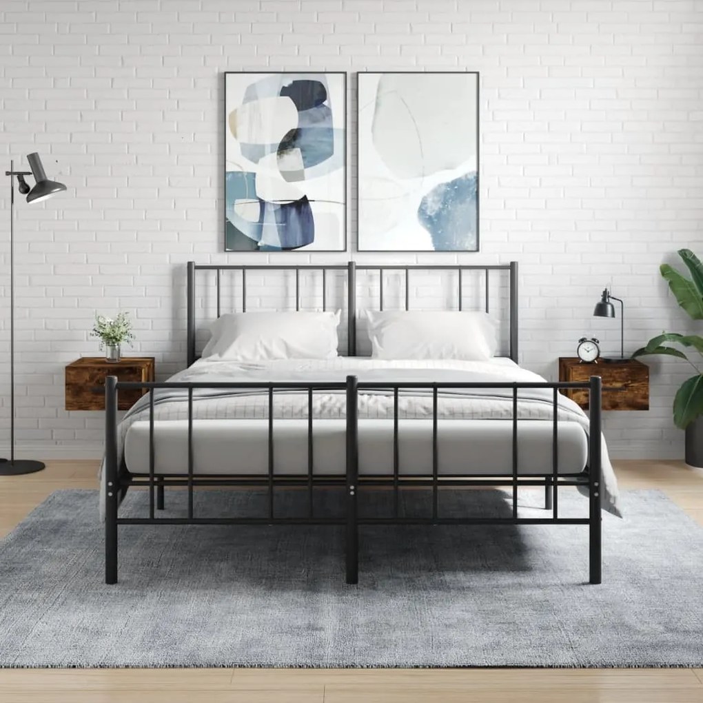 Comodini A Muro 2 Pz Rovere Fumo 35x35x20 Cm /