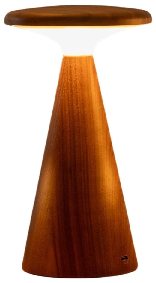 Lampada da tavolo LED colore naturale scuro con paralume in legno (altezza totale 14 cm) Sylva – Gingko