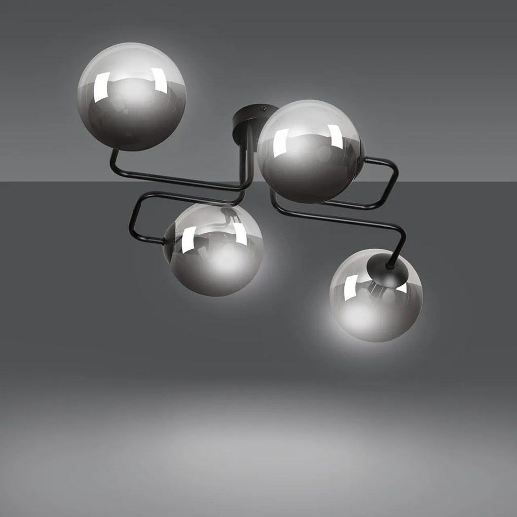 Lampadario da Soffitto BRENDI 4 in acciaio e vetro 4xE14