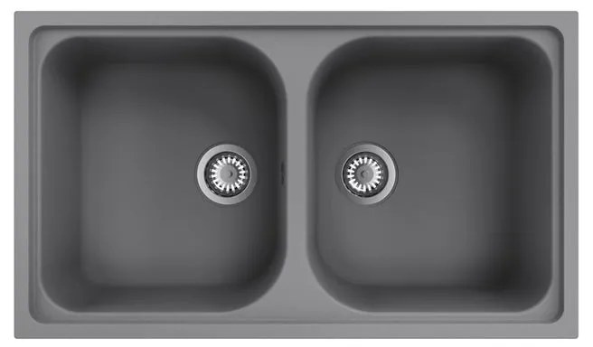Lavello sopratop 2 vasche DELINIA Elba quarzo L 50 x L 86 cm grigio