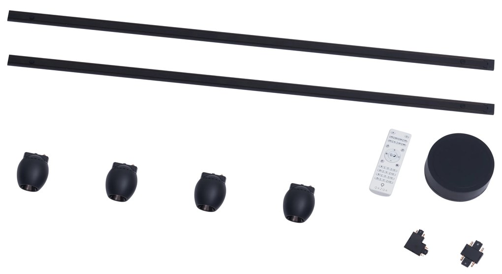 Sistema di illuminazione su binario moderno con 4 faretti neri monofase - Magnetic Zagaye