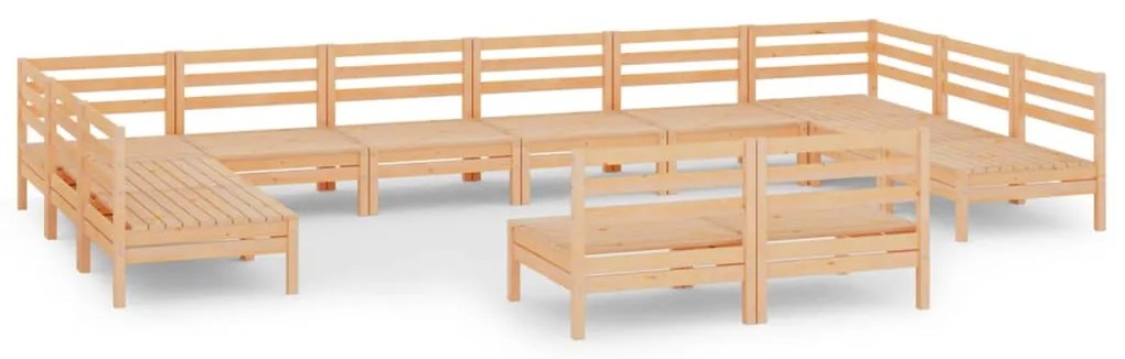 Set Salotto da Giardino 12 pz in Legno Massello di Pino