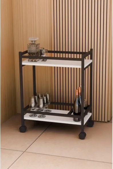 Carrello Portavivande Stile Industrial 60x34x76 Will Bianco