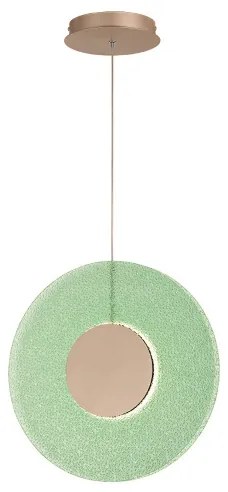 Lampada a sospensione LED CANDY 45 cm in metallo Oro e vetro graniglia Verde