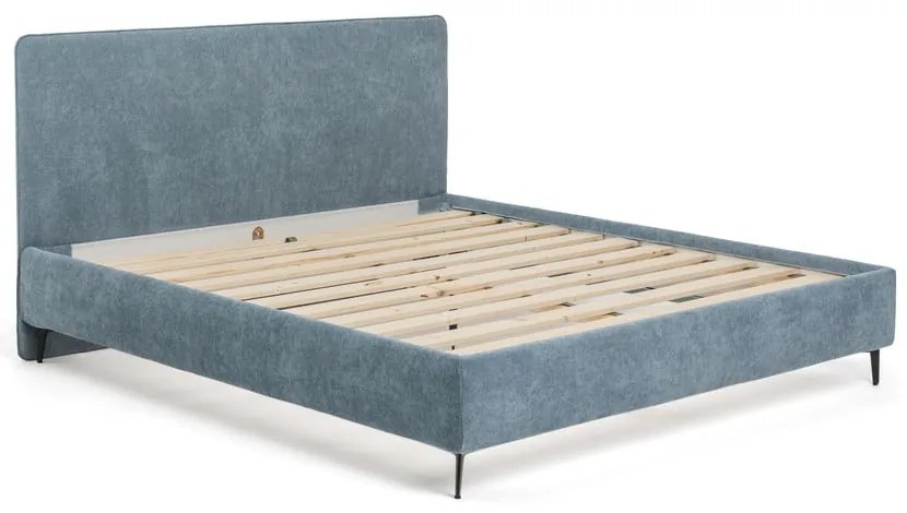 Letto matrimoniale imbottito blu con rete inclusa 160x200 cm Noira Slim – Bonami Selection