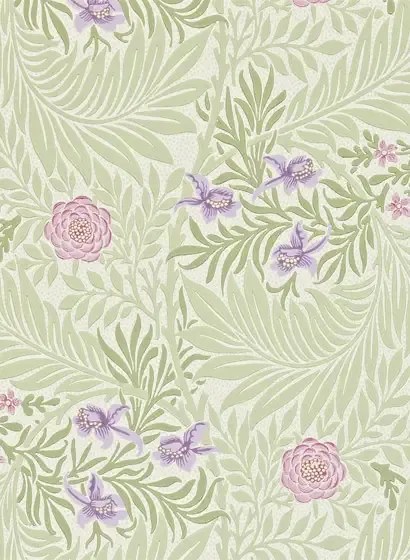 Morris & Co Carta da parati Larkspur - Olive/ Lilac
