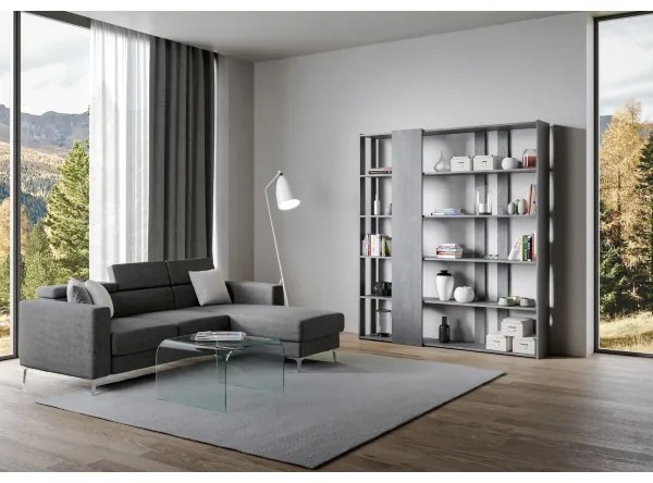 Libreria 178x204h cm a parete in legno Cemento - KATO D