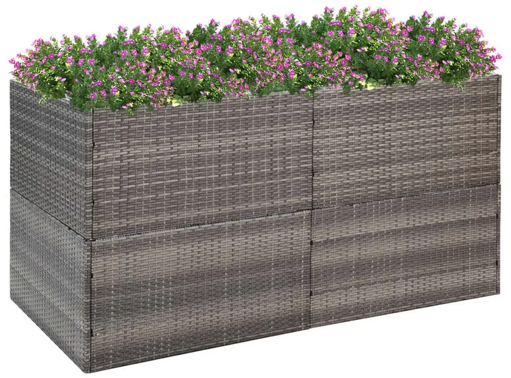 Fioriera Da Giardino Grigia 157x80x80 Cm İn Polyrattan /