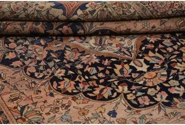 Antik Medaglione Floreale Rosa Antico Blu Scuro 128x200 Cm