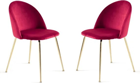 Sedia da pranzo in velluto Rosso e gambe metallo Oro - VENEZIA 2 sedie
