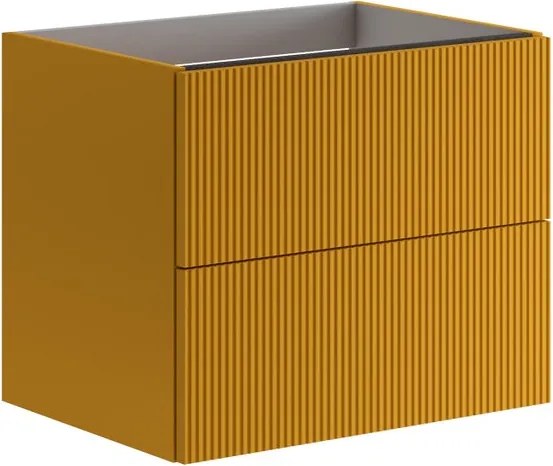 Cassettiera Opera 2 cassetti, cannettato laccato opaco senape L59,5 H50 P45,5 cm