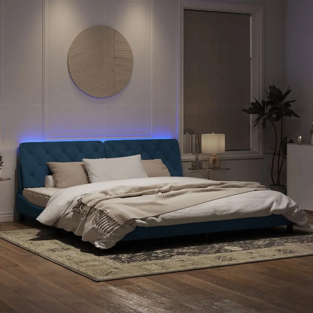 Giroletto con luci led blu 200x200 cm in velluto