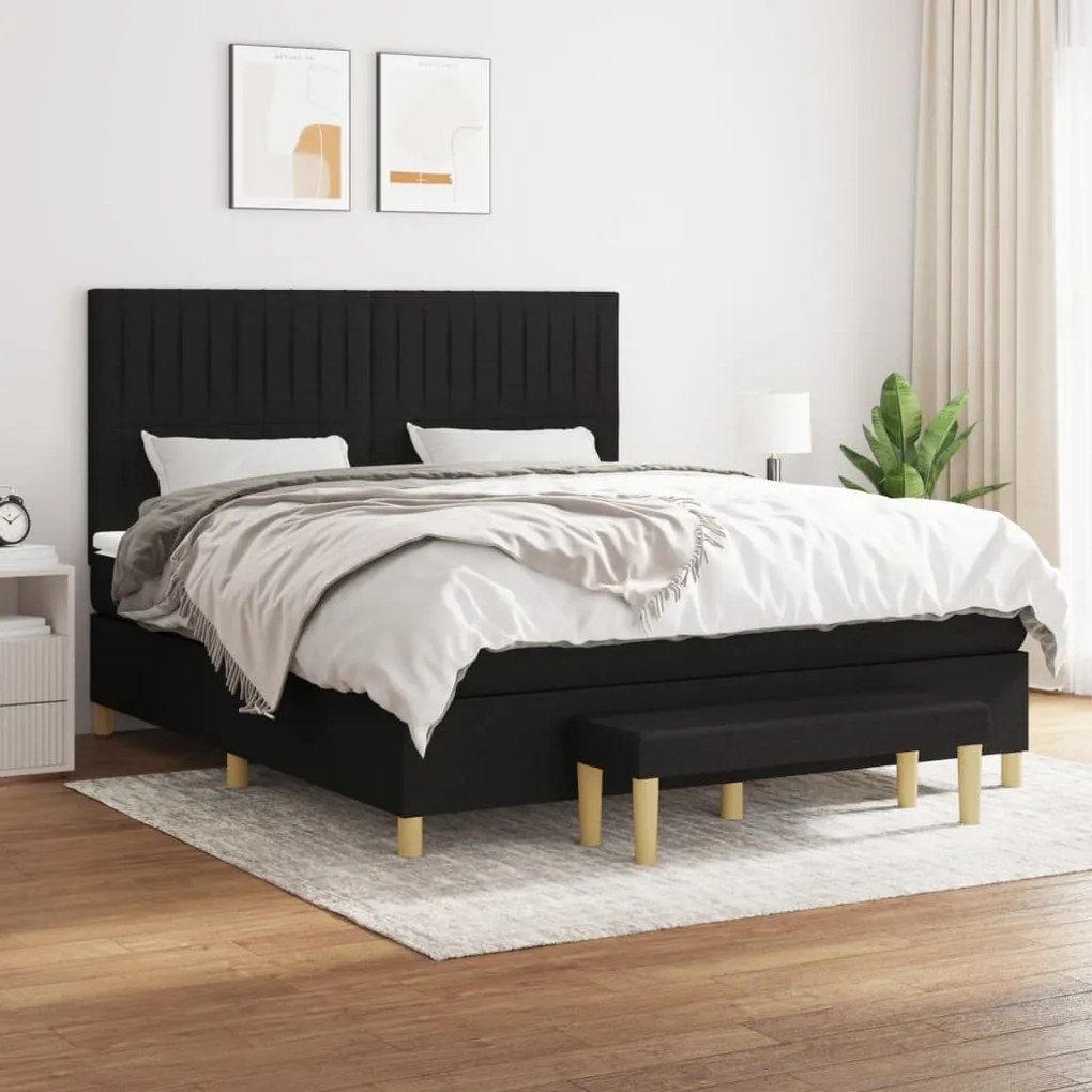 Giroletto A Molle Con Materasso Nero 160x200 Cm İn Tessuto /