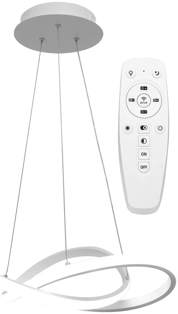 Lampada Da Soffitto Pensile Ring Moderno LED+Telecomando APP392-CP Bianco