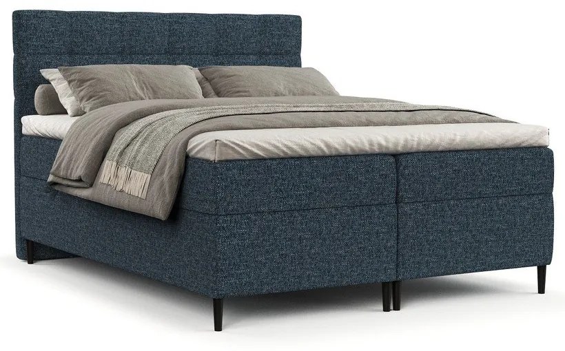 Letto boxspring blu scuro con contenitore 140x200 cm Urbaneo - Maison de Rêve