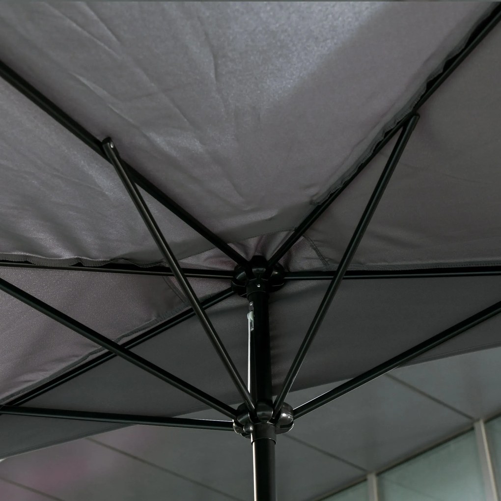 Mezzo Ombrellone da Giardino 230x130x249 cm in Metallo e Poliestere Grigio...