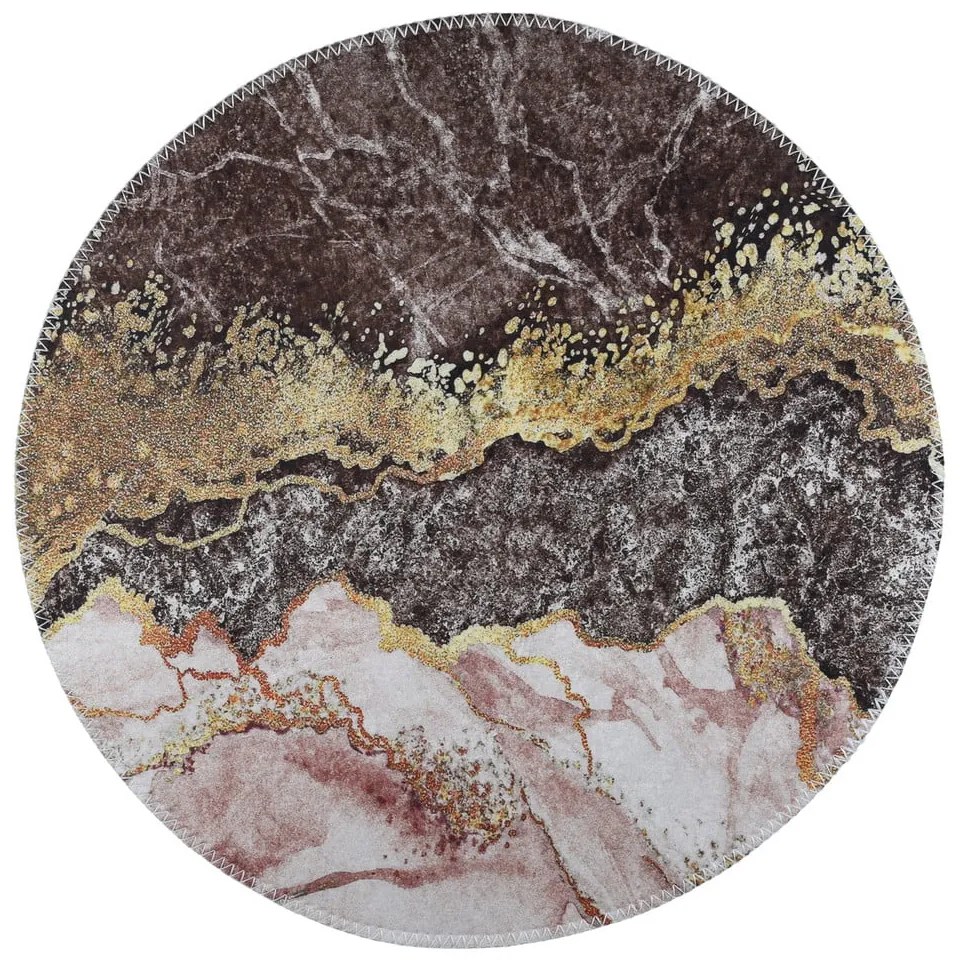 Tappeto rotondo lavabile in marrone-oro ø 80 cm - Vitaus