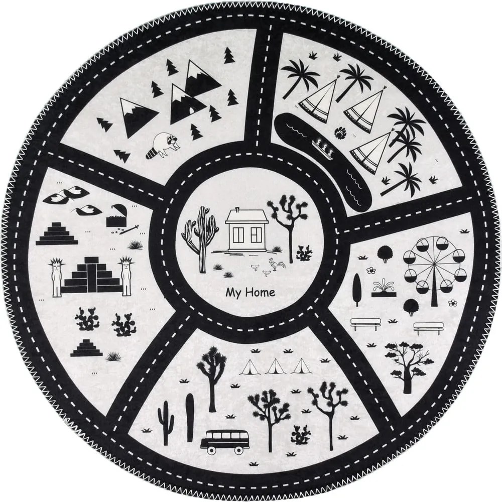 Tappeto da gioco per bambini bianco e nero lavabile ø120 cm My Home – Vitaus