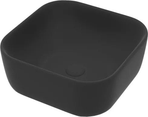 Lavabo da appoggio Kros quadrato in ceramica L39xH14xP40 cm nero opaco piletta non inclusa