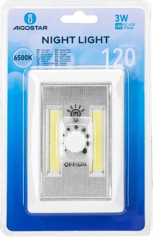 Aigostar - Lampada notturna portatile a LED, 3x AAA, 6500K