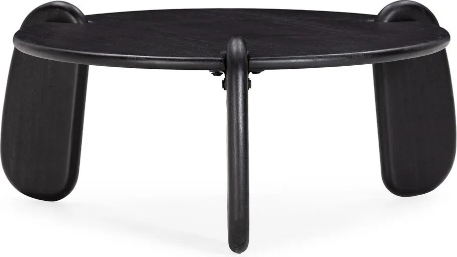 Tavolino da salotto rotondo nero in mango massiccio ø 80 cm Tamira – MOME