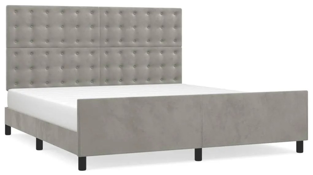 Giroletto con testiera grigio chiaro 160x200 cm in velluto