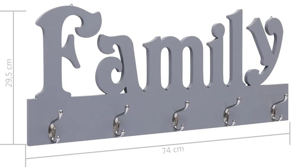 Appendiabiti a Muro FAMILY Grigio 74x29,5 cm