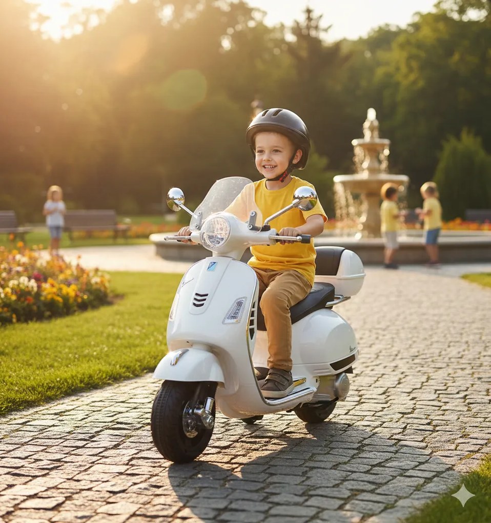 Piaggio Vespa GTS Elettrica 12V con Bauletto per Bambini Bianca...