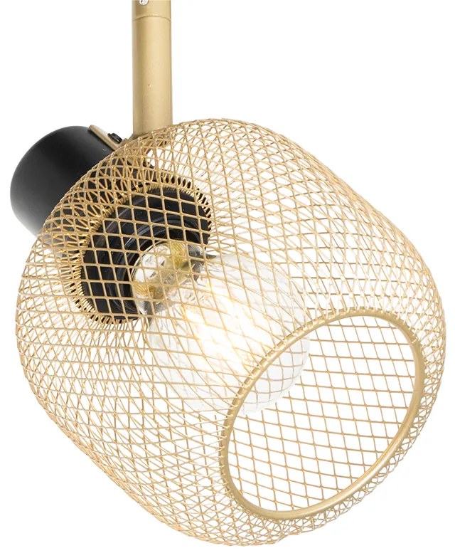 Faretto industriale nero con oro 4 luci - Bliss Mesh