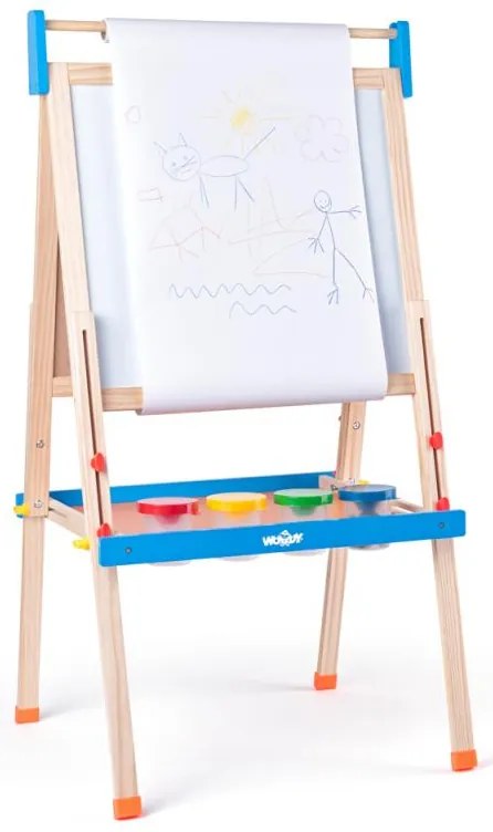 Lavagna "ABC" con lettere, rotolo di carta e bicchieri