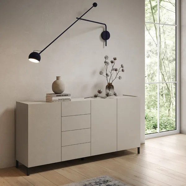 Madia in legno 174 cm con 3 ante e 4 cassetti Grigio HARAS