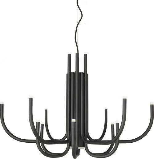 Lampada a sospensione NOUVEAU D78 cm a 12 luci LED in metallo verniciato NERO