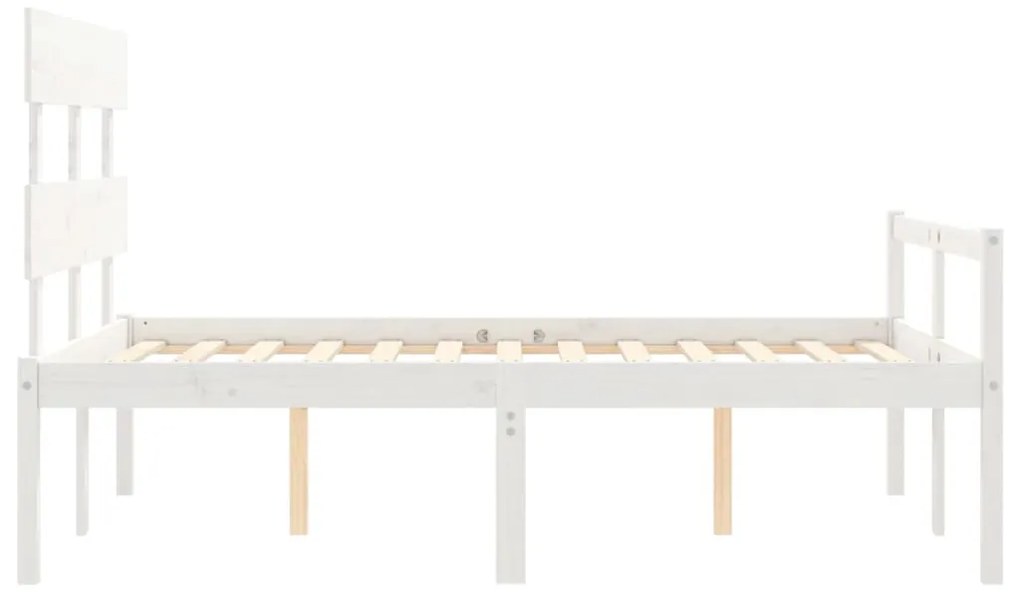 Letto per Anziani con Testiera Bianco 140x190 cm Legno Massello