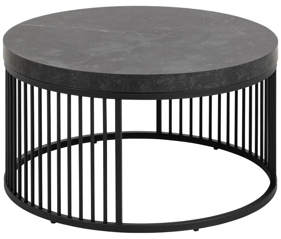 Tavolino rotondo nero con piano effetto marmo ø 65 cm Strington - Actona