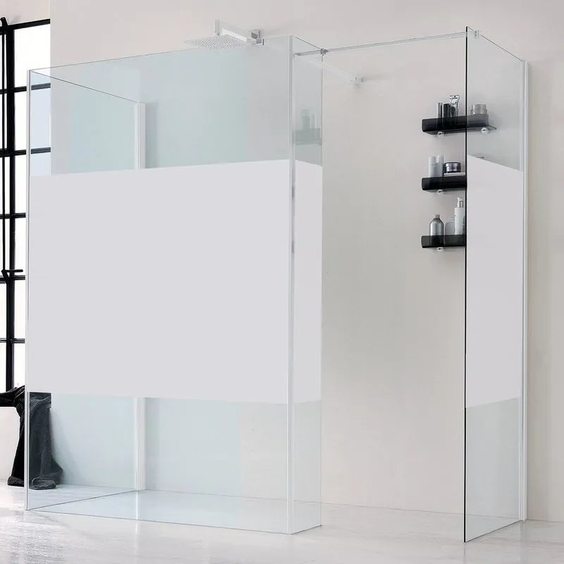 Walk-in wens L 68 x H 200 cm, vetro 6 mm serigrafato bianco
