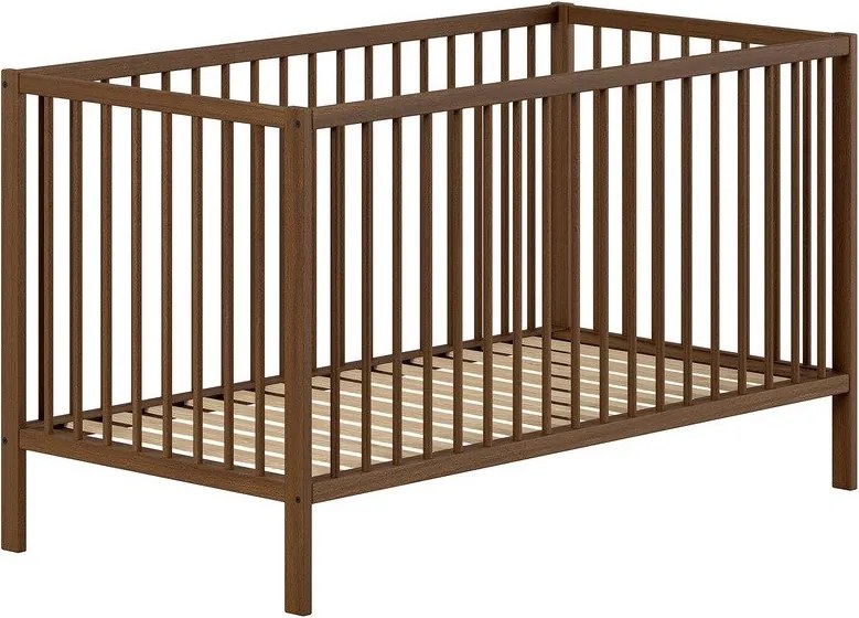 Lettino marrone in faggio massiccio con sponde rimovibili/con altezza regolabile 70x140 cm Dino – Vipack