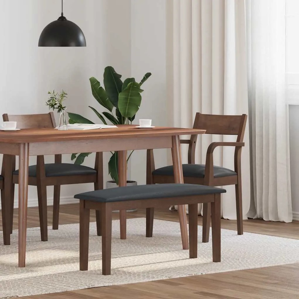 Panca 90 Cm Marrone İn Legno Massello Di Hevea /
