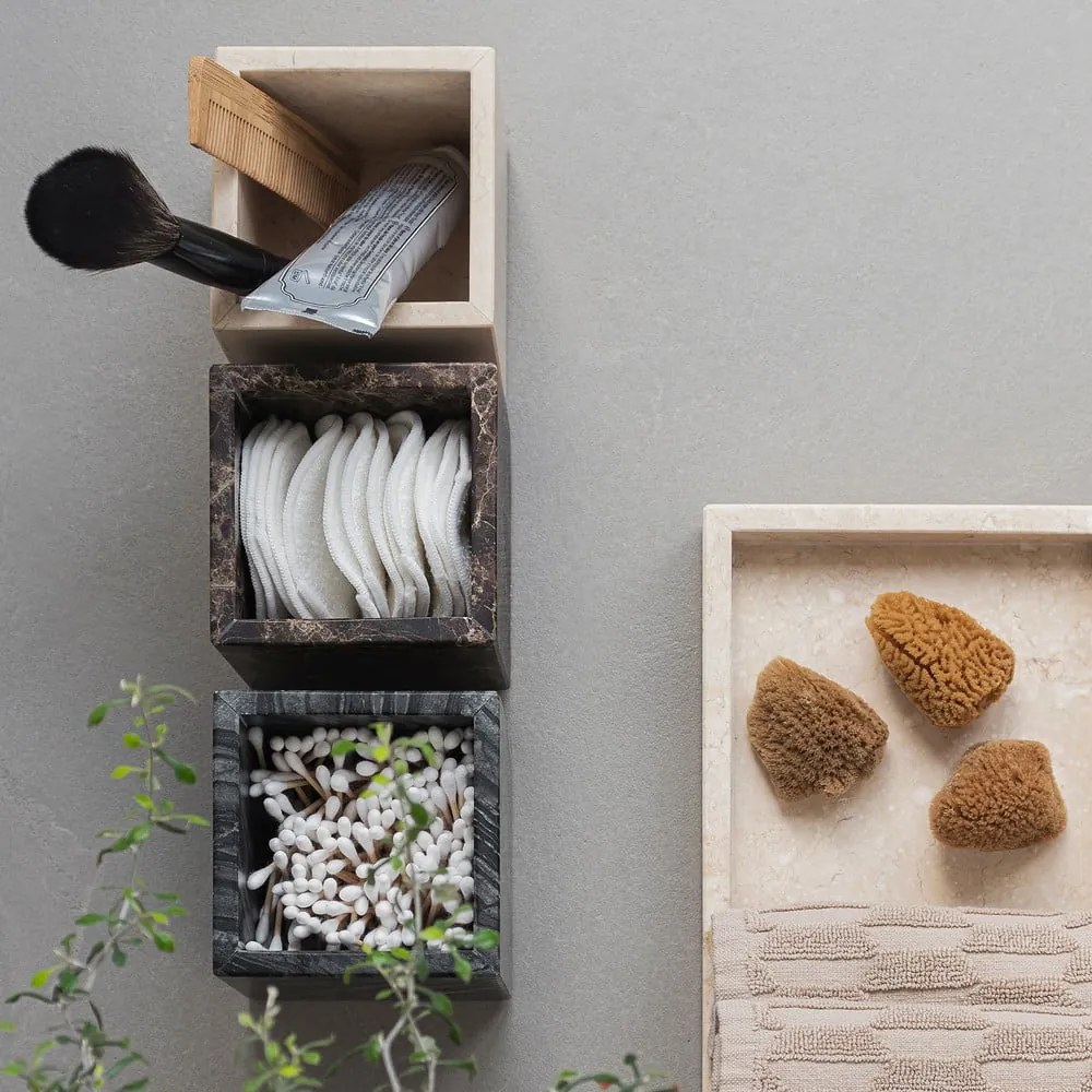 Organizer da bagno in marmo marrone scuro per tamponi di cotone Marble - Mette Ditmer Denmark