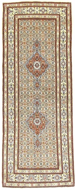Moud Tappeto persiano 80x200 Beige (Iran) Annodato A Mano