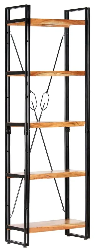 Libreria a 5 ripiani 60x30x180 cm in legno massello di acacia