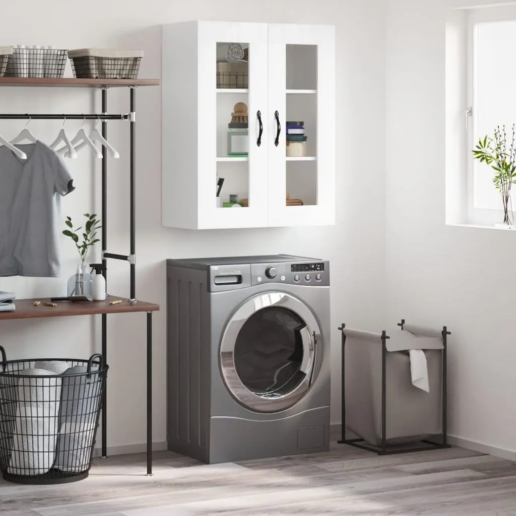 Mobile A Parete Bianco Lucido 69,5x34x90 Cm Legno Multistrato /